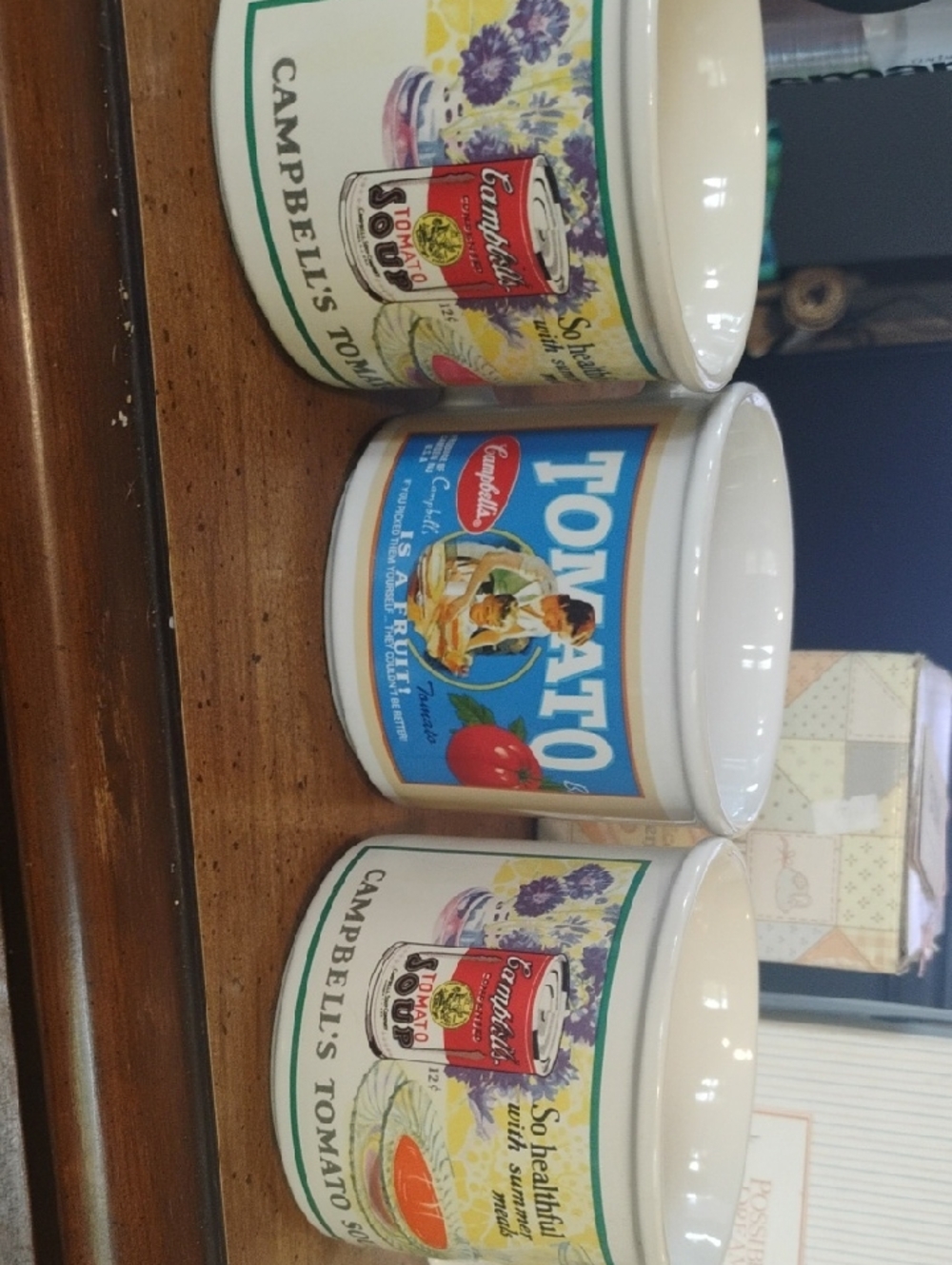 Campbell's Retro Tomato Soup Ceramic Mugs - Blue and Cream